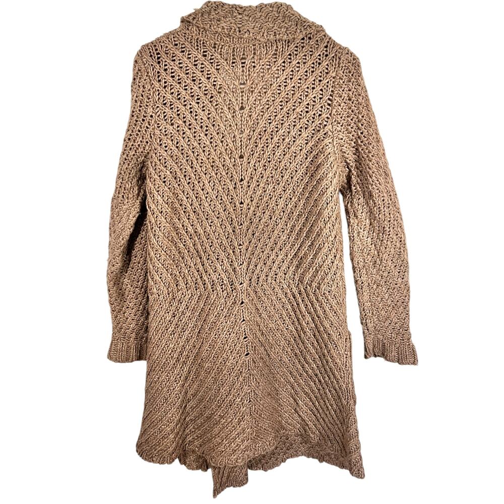 Free People Chunky Alpaca Sweater Coat Cozy Long Cardigan Beige L - Picture 4 of 11